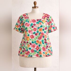 🌸 Vintage Floral Top Made in USA | Size XL (16W/36)